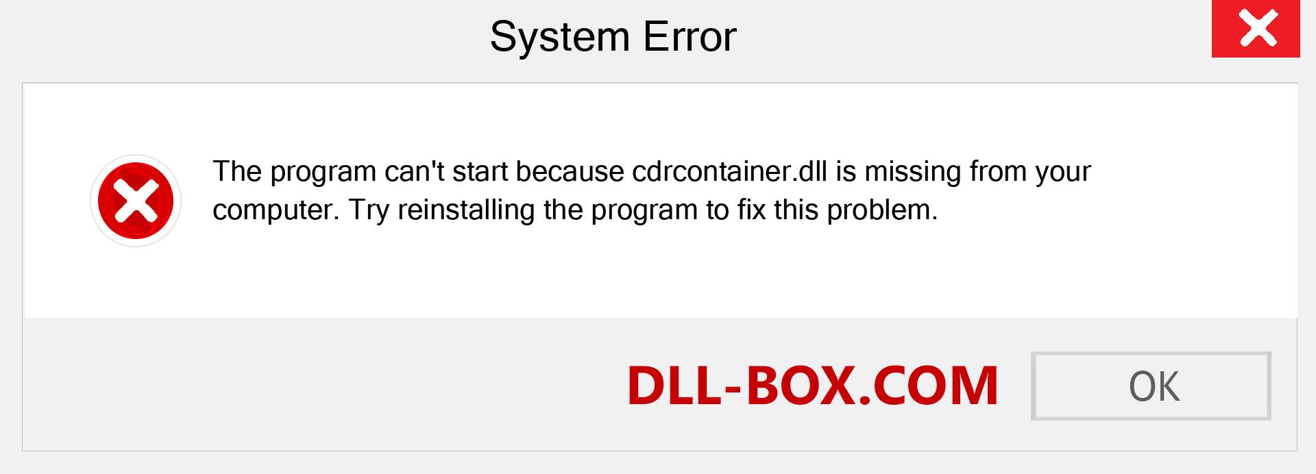  cdrcontainer.dll file is missing?. Download for Windows 7, 8, 10 - Fix  cdrcontainer dll Missing Error on Windows, photos, images